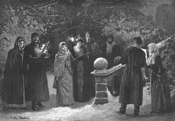 ''Amateur Wait's" - A Country House Party Serenading Their Friends on Christmas Eve', 1891. Creator: Unknown.