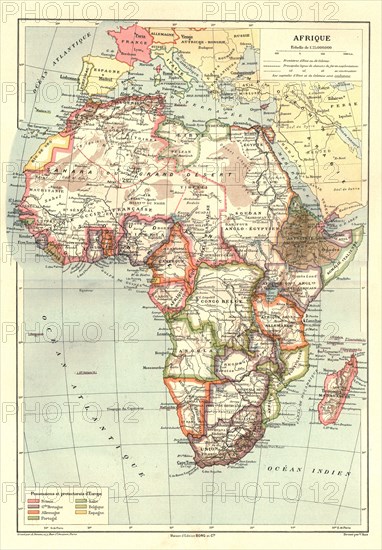 ''Map of Afrique showing Possessions et protectorats d'Europe', 1914. Creator: Unknown.
