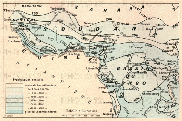 ''Carte des pluies; L'Ouest Africain', 1914. Creator: Unknown.