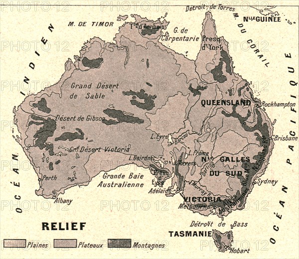 ''Australie Relief; Les Terres Du Pacifique', 1914. Creator: Unknown.