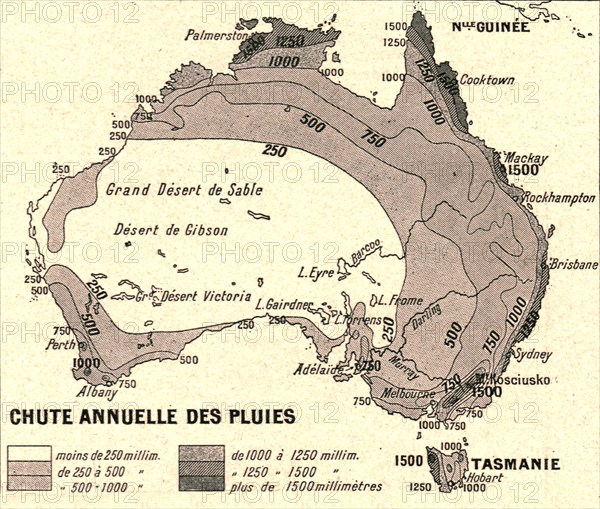 ''Australie Chute Annuelle des Pluies; Les Terres Du Pacifique', 1914. Creator: Unknown.