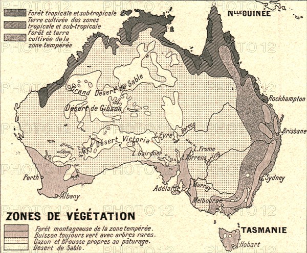 ''Australie Zones de Vegetation; Les Terres Du Pacifique', 1914. Creator: Unknown.