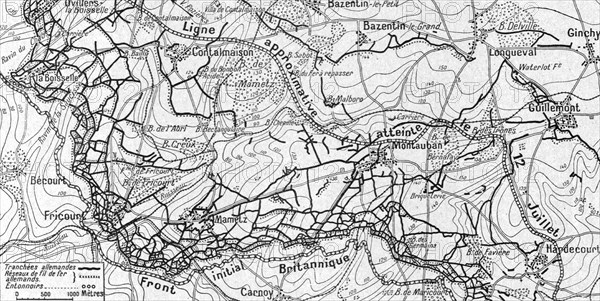 'La Guerre 20-26 juillet 1916; cartes des ouvrages allemands d'Ovillers a Hardecourt, 1916. Creator: Unknown.