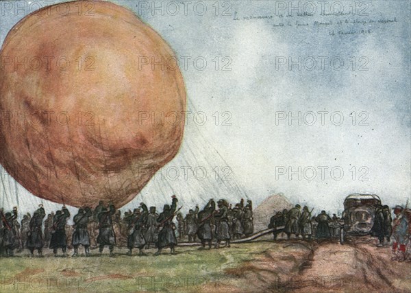 'Sur le front d'artois - l'album de Jean Lefort; Manoeuvre d'un ballon observateur', 1915 (1916). Creator: Jean Lefort.