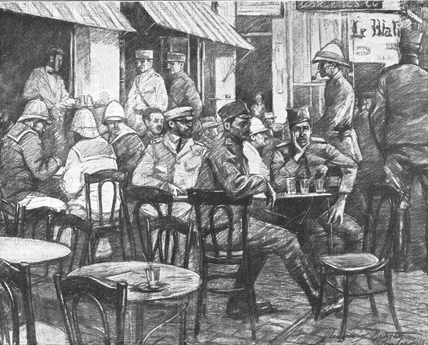 'La saison a Salonique juillet 1916. Journees d'attente a Salonique la terrasse d'un café', 1916. Creator: Vladimir Betzitch.