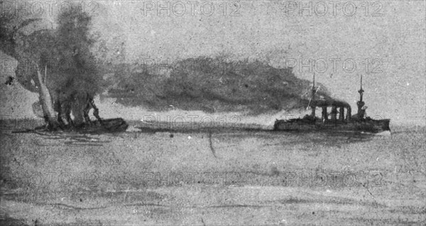 ''La Victoire Britannique des Iles Falkland; Le "Scharnhorst" coule a quatre heures', 1914. Creator: Unknown.