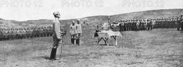 'Le Serbes en Serbie; le prince-regent de Serbie adressant une allocution a ses troupes..., 1916. Creator: Unknown.