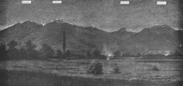 'La Campagne Macedonienne; Soir de bataille sur les sommets et les cols monts Nidze (Moglena)', 1916 Creator: Vladimir Betzitch.
