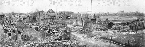 'La reprise de Vermelles; Le village de Vermelles emporte maison par maison', 1914. Creator: Unknown.