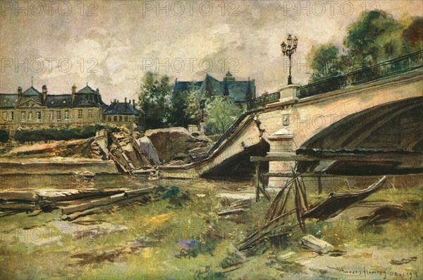 ''Soissons; Le Pont sur L'Aisne', 1915. Creator: Francois Flameng.