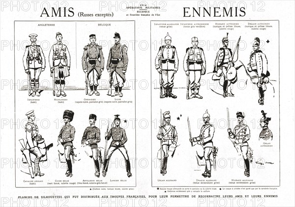 'Planche de silhouettes qui fut distribuee aux troupes Francaises', 1914. Creator: Unknown.