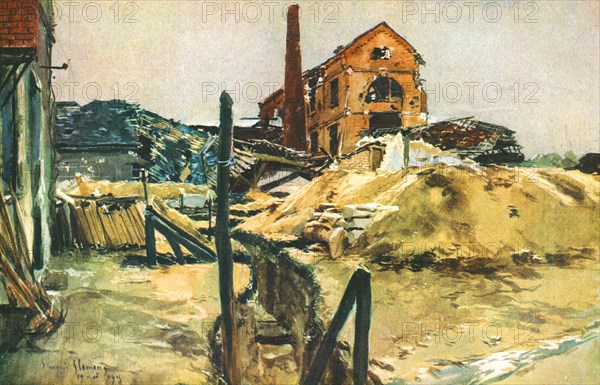 ''Boyau conduisant a des Batiments d'Usine', 1915. Creator: Francois Flameng.