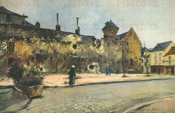 ''Soissons; La Caserne de Soissons (ancienne Abbaye)', 1915. Creator: Francois Flameng.