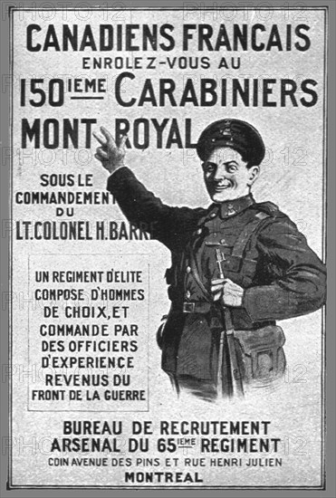 ''Un appel aux Canadiens francais', 1914. Creator: Unknown.