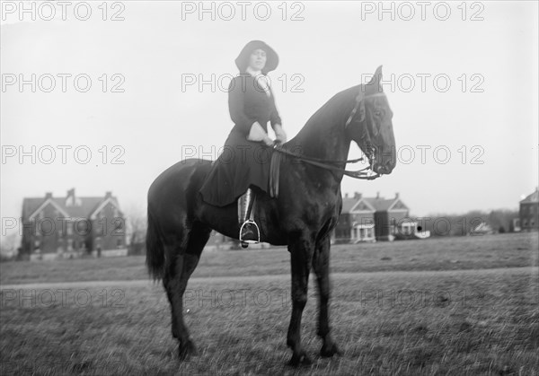 Woman Suffrage. Mrs. Burleson, Grand Marshall, 1913. Creator: Harris & Ewing.