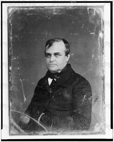 Man, probably Asa Whitney, head-and-shoulders portrait, facing front, between 1844 and 1854. Creator: Mathew Brady.