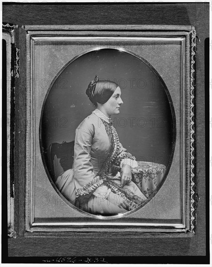 Ann Minerva "Nannie" Rodgers Macomb, three-quarter length portrait..., ca. 1850. Creator: Unknown.
