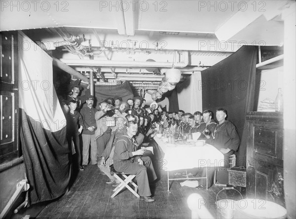 U.S.S. Maine sailors' mess, 1896. Creator: Edward H Hart.