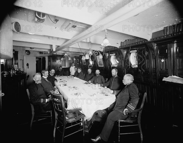 U.S.S. Oregon ward room mess, between 1896 and 1901. Creator: Edward H Hart.