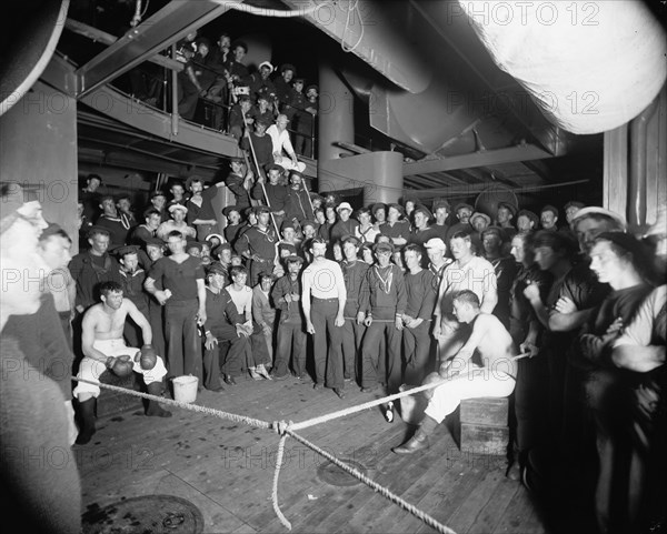 U.S.S. Oregon, waiting for the gong, between 1896 and 1901. Creator: Edward H Hart.