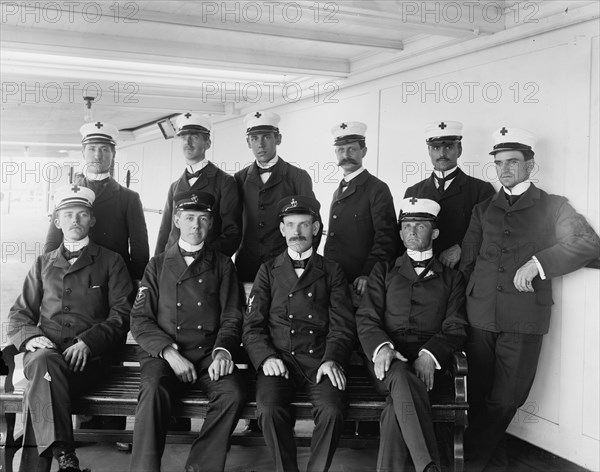 U.S.S. Solace apothecaries and nurses, 1898. Creator: Edward H Hart.