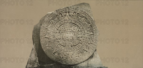 Aztec calendar stone, City of Mexico, between 1884 and 1900. Creator: William H. Jackson.