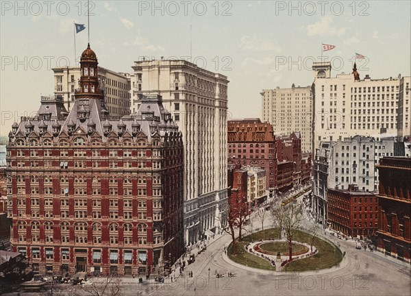 Bowling Green and Lower Broadway, New York City, c1900. Creator: Unknown.