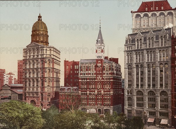 Newspaper Row, New York City, ca 1900. Creator: Unknown.