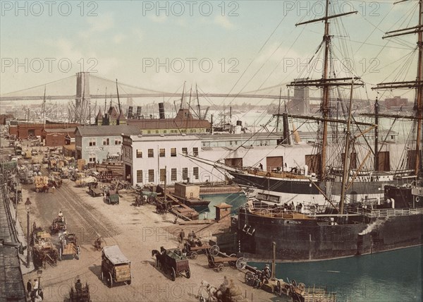 South Street and Brooklyn Bridge, New York City, c1901. Creator: Unknown.