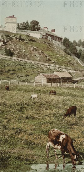 Old Fort Mackinac from the pasture, ca 1900. Creator: Unknown.