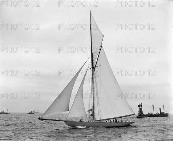 Shamrock I before the start, Oct. 17, '99, c1899. Creator: Unknown.