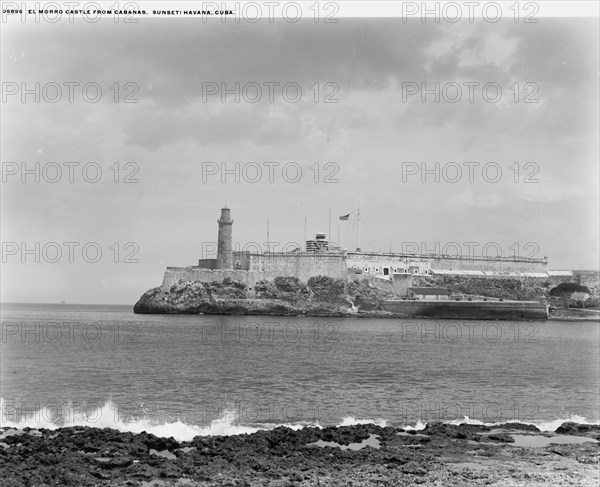 Morro Castle from Cabanas (Sunset), Havana, Cuba, El, between 1880 and 1901. Creator: Unknown.