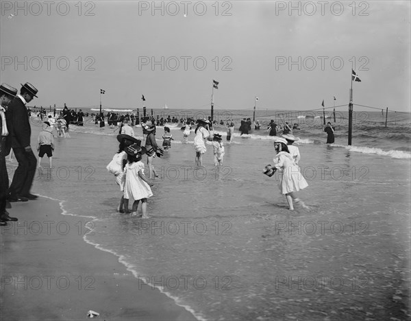 On the beach at Rockaway, N.Y., between 1900 and 1906. Creator: Unknown.