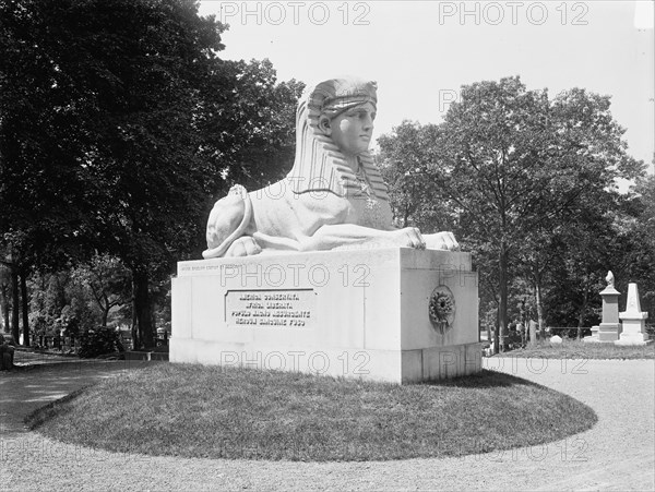 Mt. Auburn Cemetery, Cambridge, Milmore's Sphinx, between 1900 and 1906. Creator: Unknown.