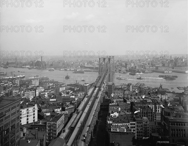 East River and Brooklyn Bridge, New York, N.Y., between 1900 and 1906. Creator: Unknown.