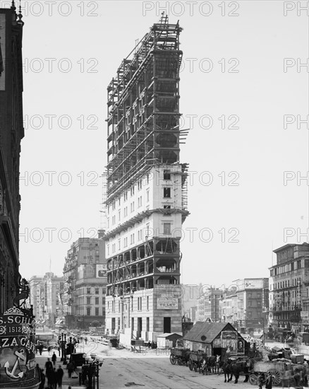 Times Building under construction, New York, N.Y., ca 1904. Creator: Unknown.