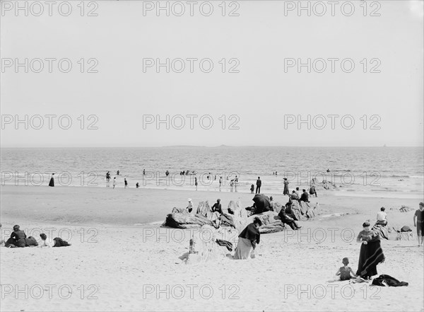 Beach in front of Sea Foam House, Old Orchard, Me., c1904. Creator: Unknown.