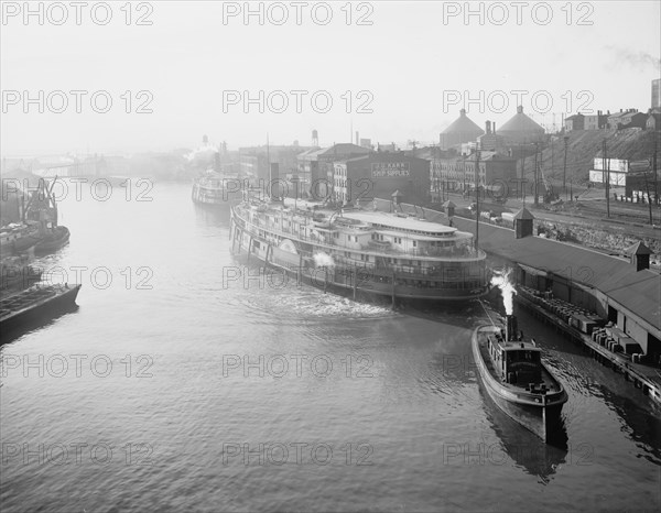 The River from the viaduct, Cleveland, O[hio], (c1905?). Creator: Unknown.