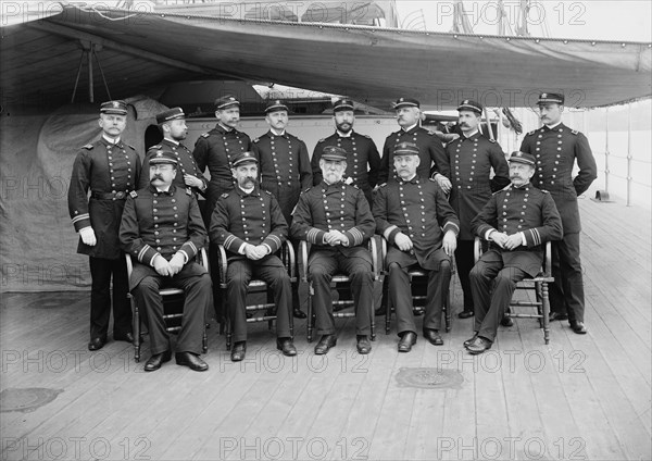 U.S.S. Miantonomoh, Capt. Montgomery Sicard and officers, between 1890 and 1901. Creator: Unknown.