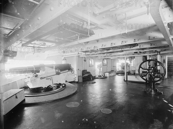 U.S.S. Brooklyn, gundeck, between 1896 and 1901. Creator: Unknown.