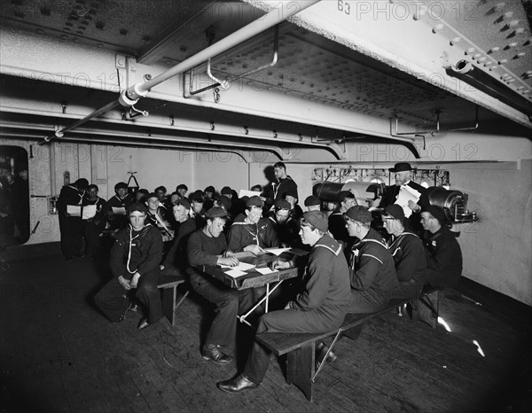 U.S.S. Brooklyn, apprentice boys at school, between 1896 and 1901. Creator: Unknown.