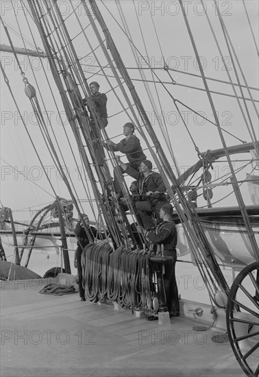 U.S.S. Richmond, "stand by to lay aloft", between 1890 and 1901. Creator: Unknown.