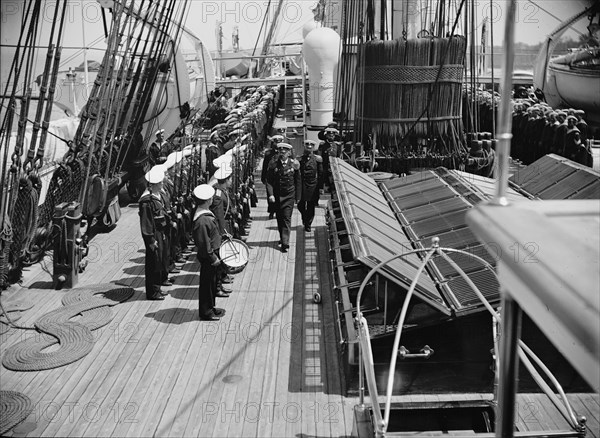 Sunday morning inspection, Russian navy, 1893. Creator: Unknown.