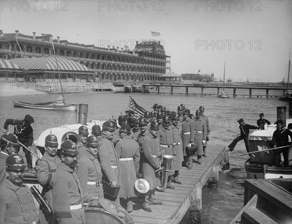 Returning from drill, Hampton Roads, between 1890 and 1901. Creator: Unknown.