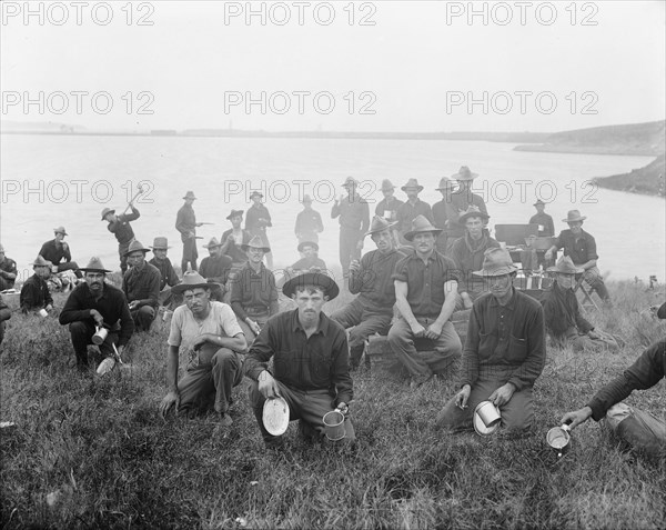 Boys of the 71st N.Y. at Montauk Point, after returning from Cuba, 1898 or 1899. Creator: Unknown.