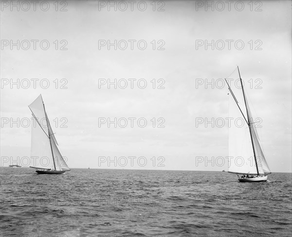 Shamrock II & Columbia just after start, Oct. 1, 1901, 1901 Oct 1. Creator: Unknown.