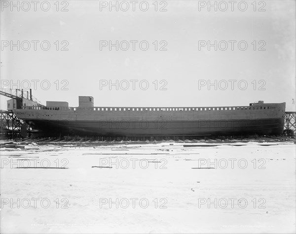 Broadside view on launching cradle, launch S.S. Tionesta, Dec. 15, 1902, 1902 Dec 15. Creator: Unknown.