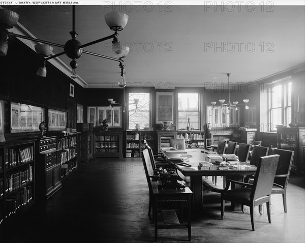 Library, Worcester Art Museum [Worcester, Mass.], between 1900 and 1920. Creator: Unknown.