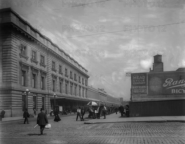 Railroad station (Chicago & North Western) and Mead Cycle Company, Chicago, between 1909 and 1920. Creator: Unknown.