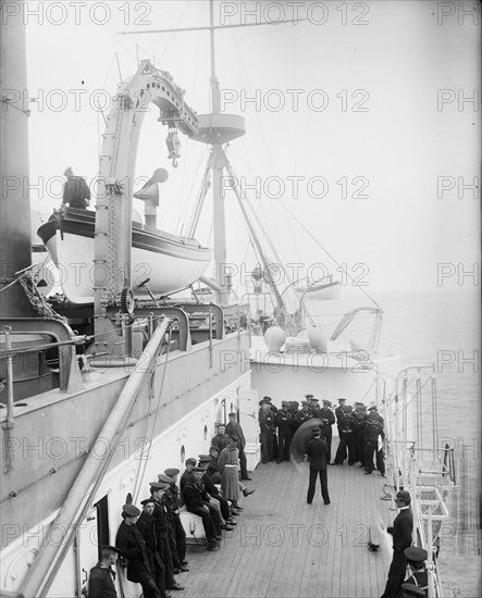 U.S.S. Maine, signal drill, (1896?). Creator: William H. Jackson.